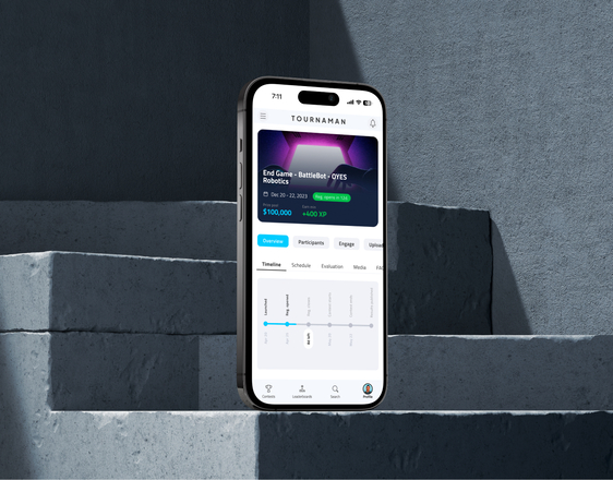 UX/UI design for a tournament platform