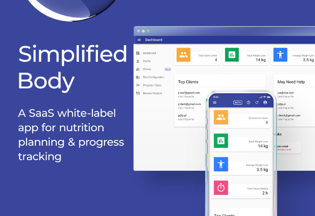 SimplifiedBody | A SaaS white-label app for nutrition planning & progress tracking